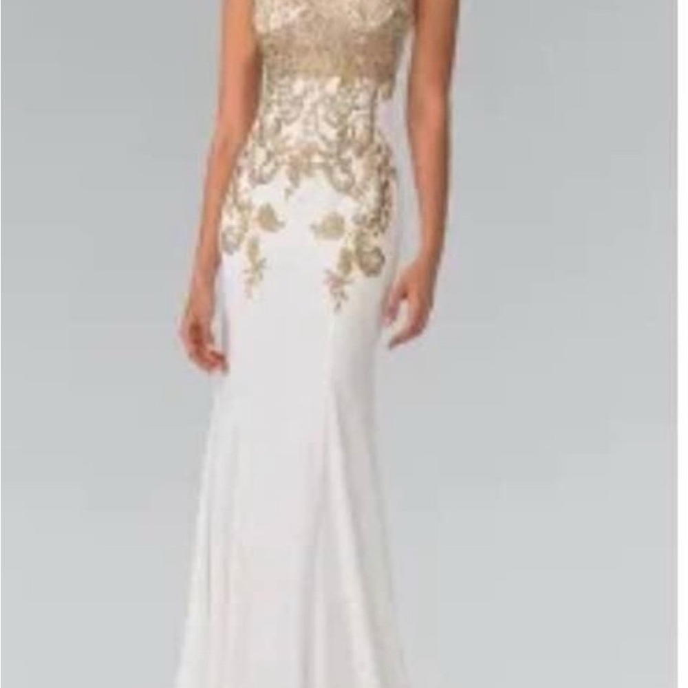 GLS Collective White and Gold Prom Dress